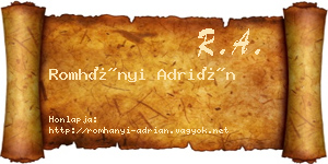 Romhányi Adrián névjegykártya